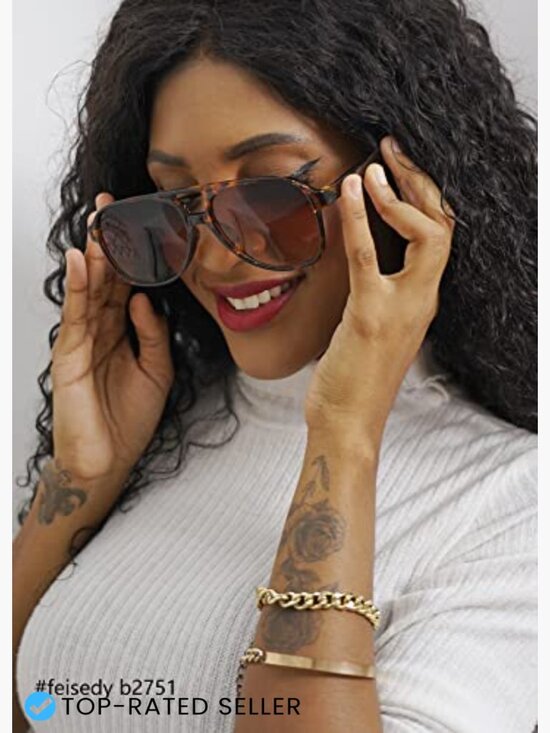 Vintage Retro 70s Plastic Aviator Sunglasses Classic Large Squared Frame main image 4